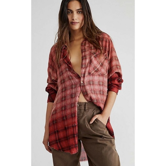Free People Tops - Free People Grunge Flannel
